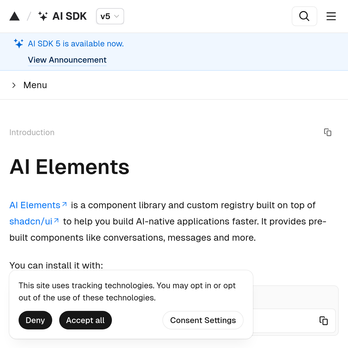 AI Elements | Vercel 发布 AI 基础组件库