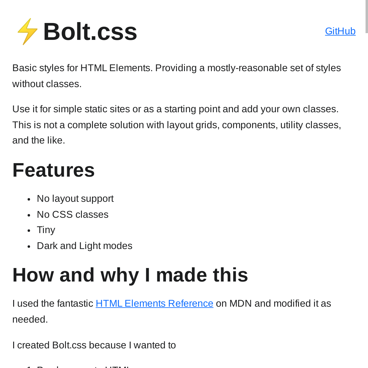 Bolt.css | HTML 的样式表