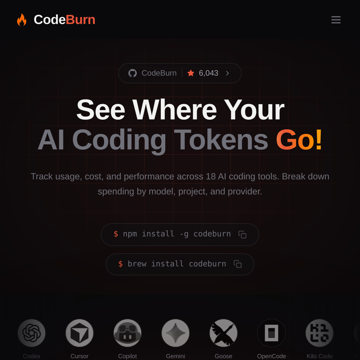 CodeBurn | AI 编码工具花费看板