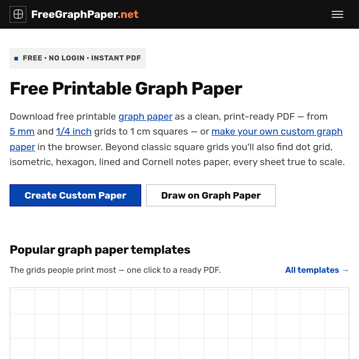 FreeGraphPaper | 在线网格纸生成器