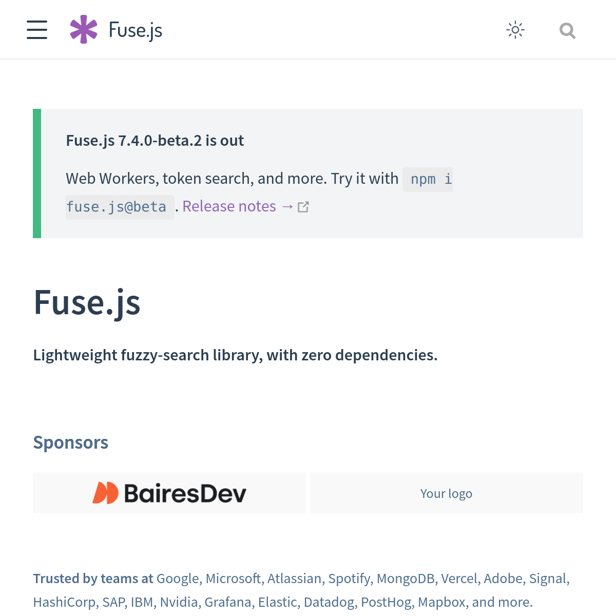 Fuse.js | 轻量级模糊搜索库