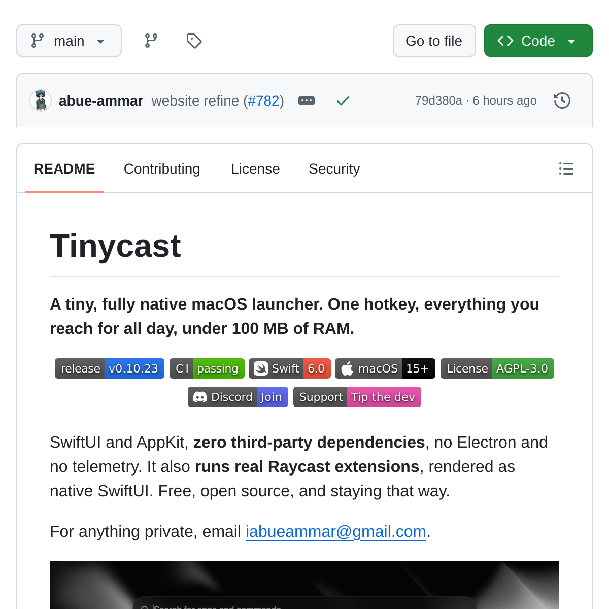 Tinycast | 原生 macOS 启动器