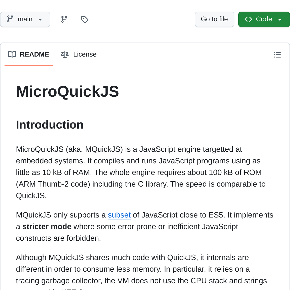 Micro QuickJS  | 嵌入式JS引擎