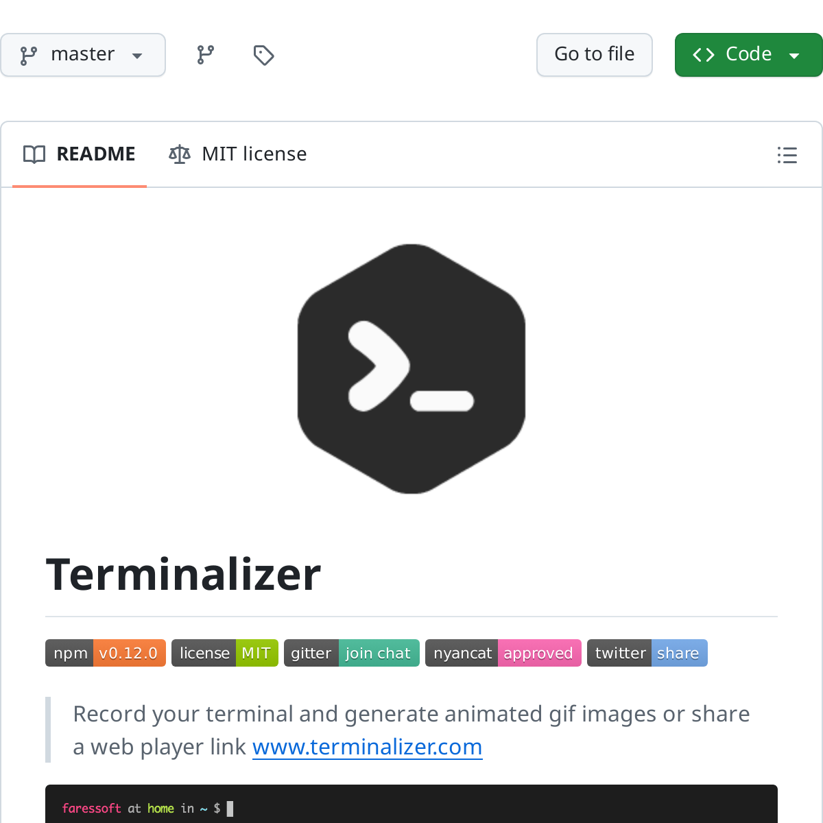 Terminalizer | 录制你的终端并生成 GIF