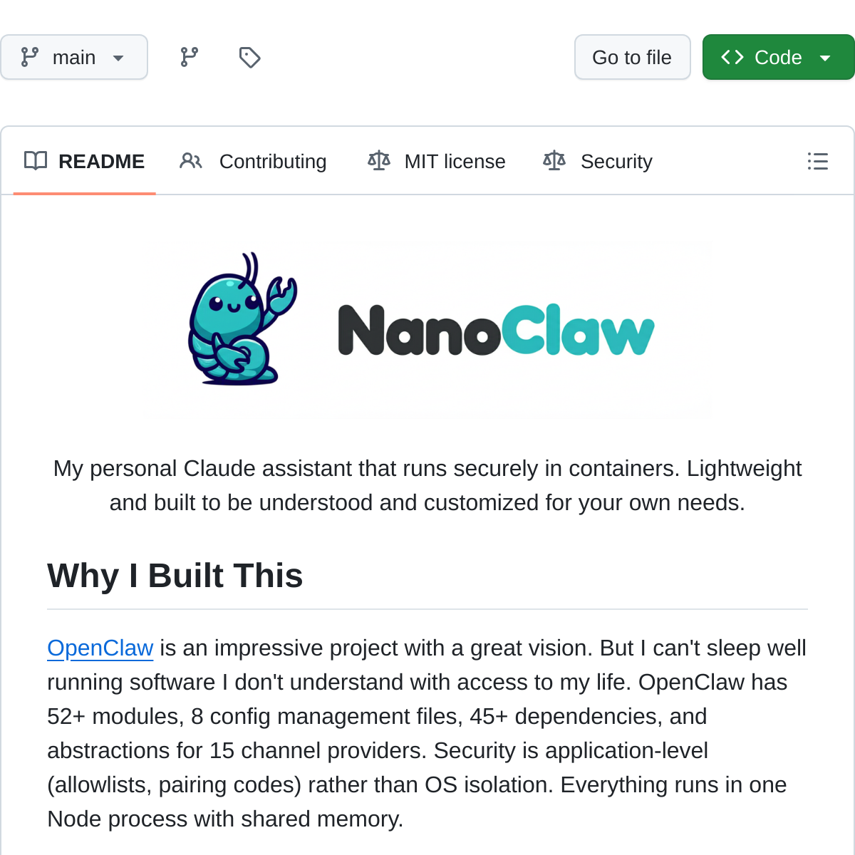NanoClaw | 轻量化 AI 助手