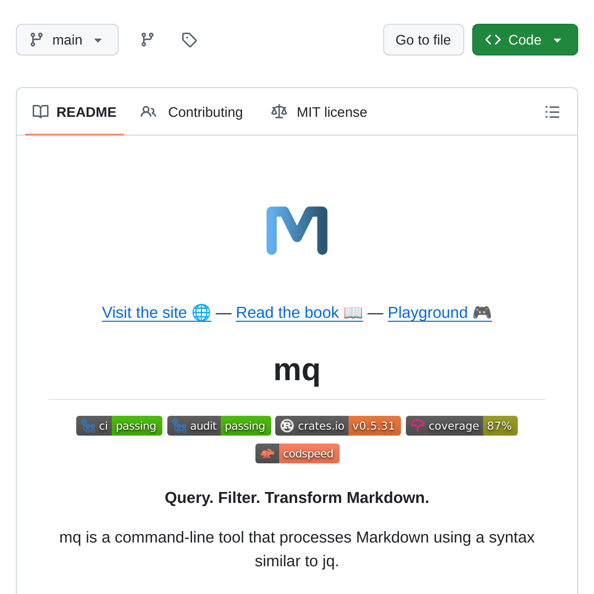 mq | Markdown 版的 jq