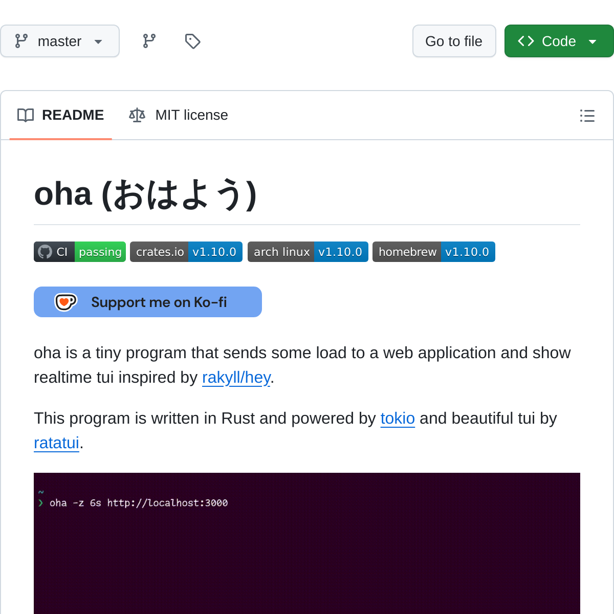 oha | 高性能 HTTP 压测工具