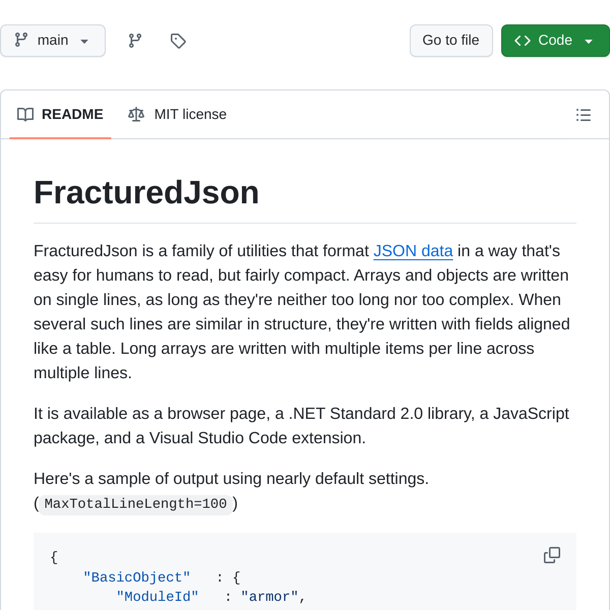 FracturedJson | 更聪明的JSON格式化