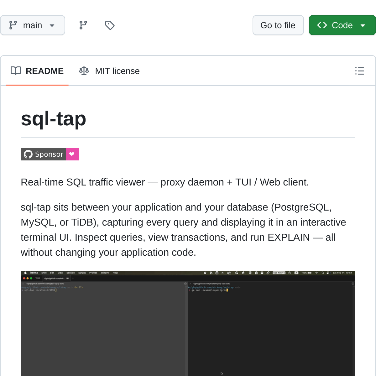 sql-tap | SQL 流量实时监控