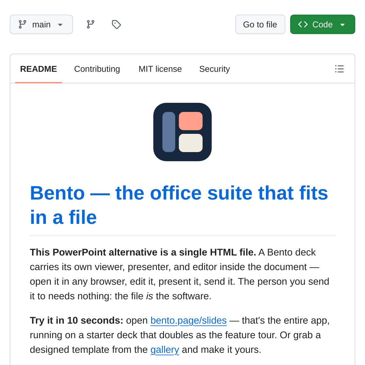 Bento | 单文件 PPT 编辑器