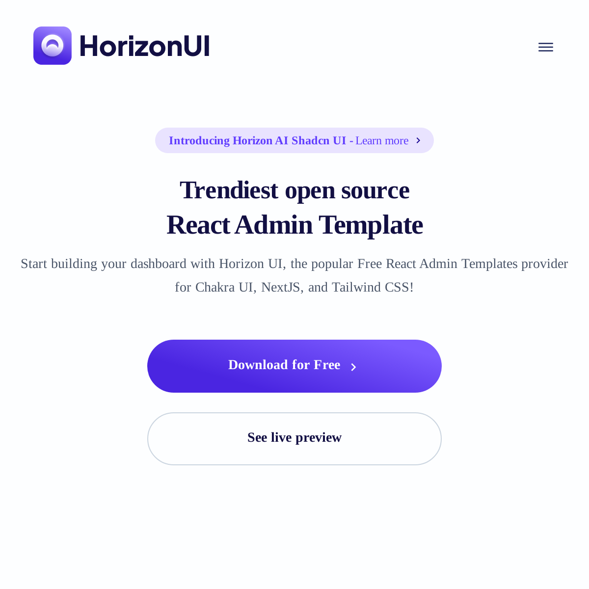Horizon UI | 基于 Chakra UI 的管理后台模版