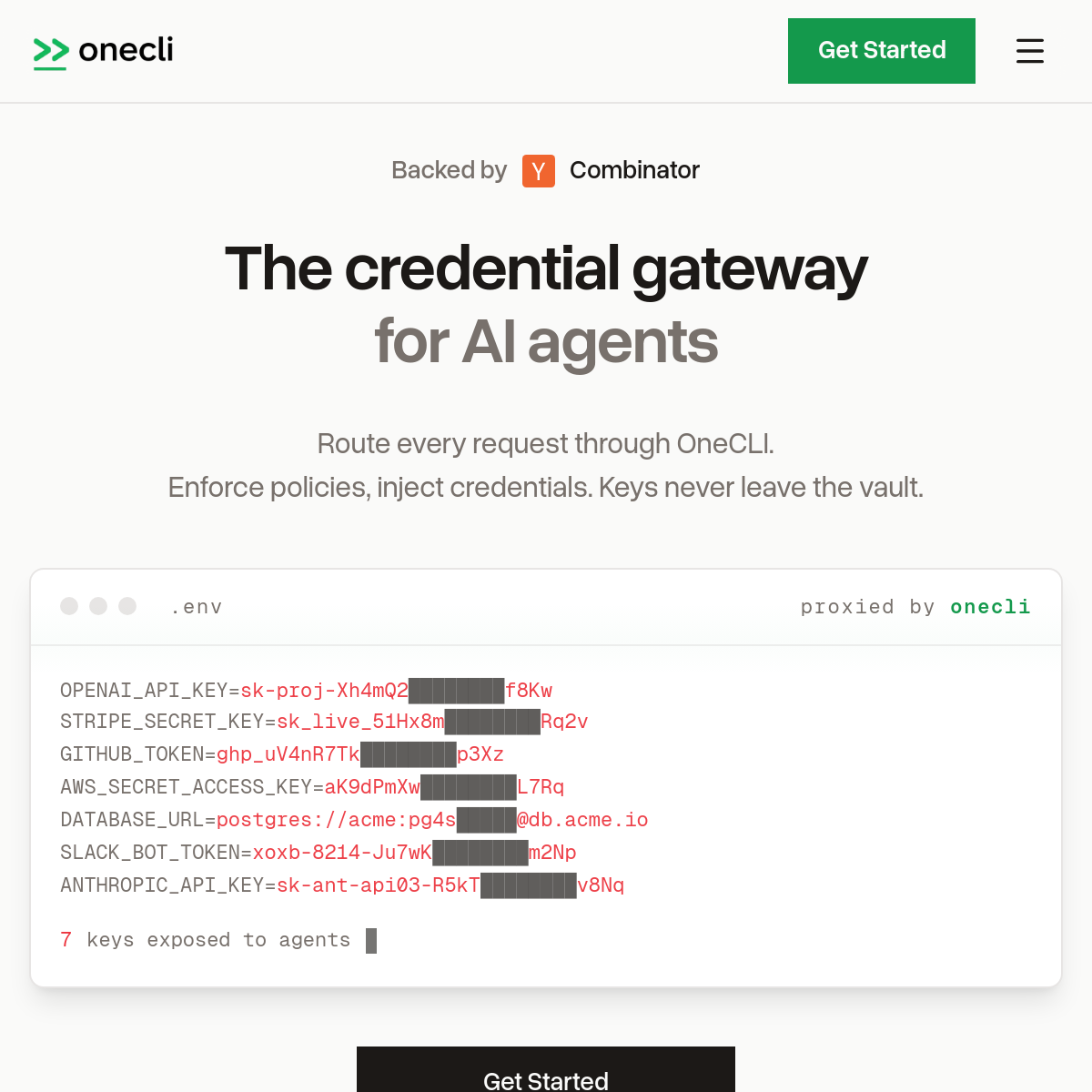OneCLI | AI Agent 凭证网关