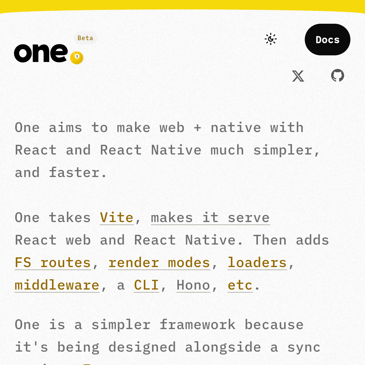 One | Web + Native React 框架
