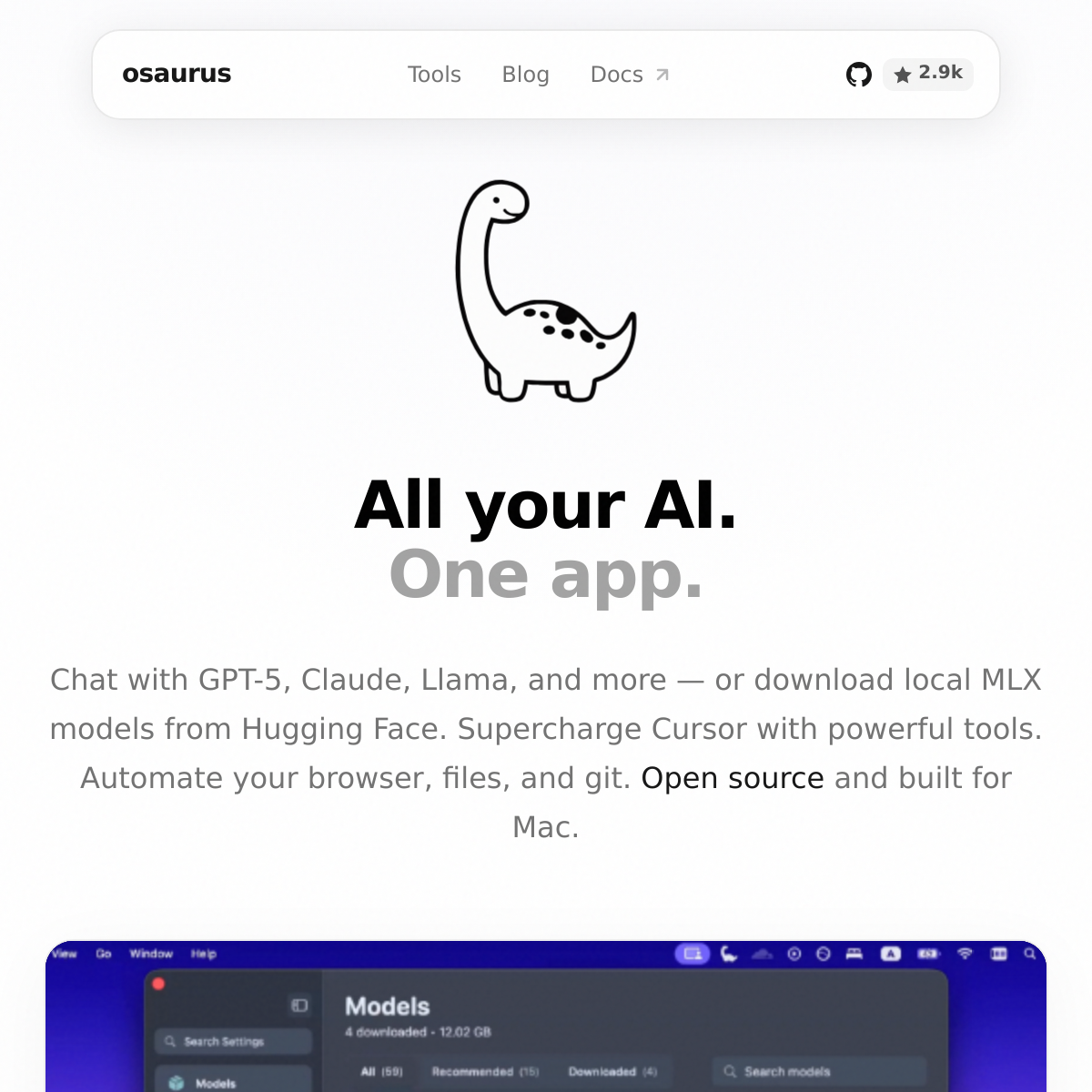 Osaurus | Mac上的 AI 集成终端
