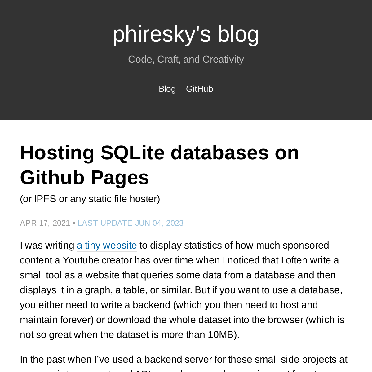 SQLite | Github Page 部署