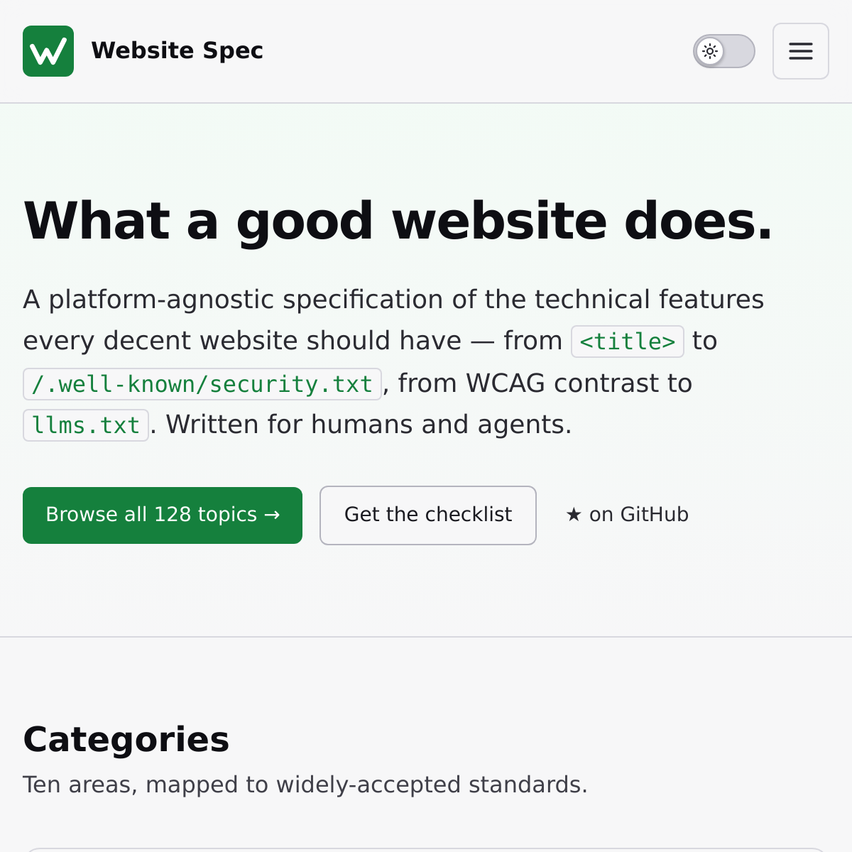 The Website Specification | 网站质量标准清单