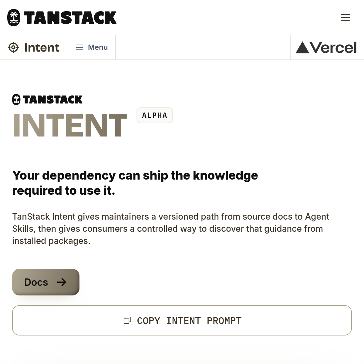 TanStack Intent | 随 NPM 包分发 Skills