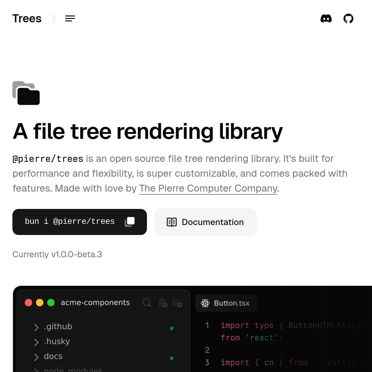 @pierre/trees | 文件树渲染库